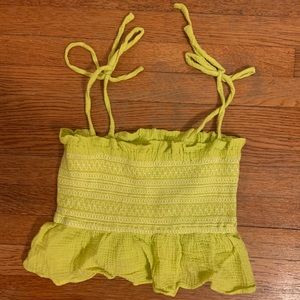 Free People Greenish Yellow Crop Top Size Small